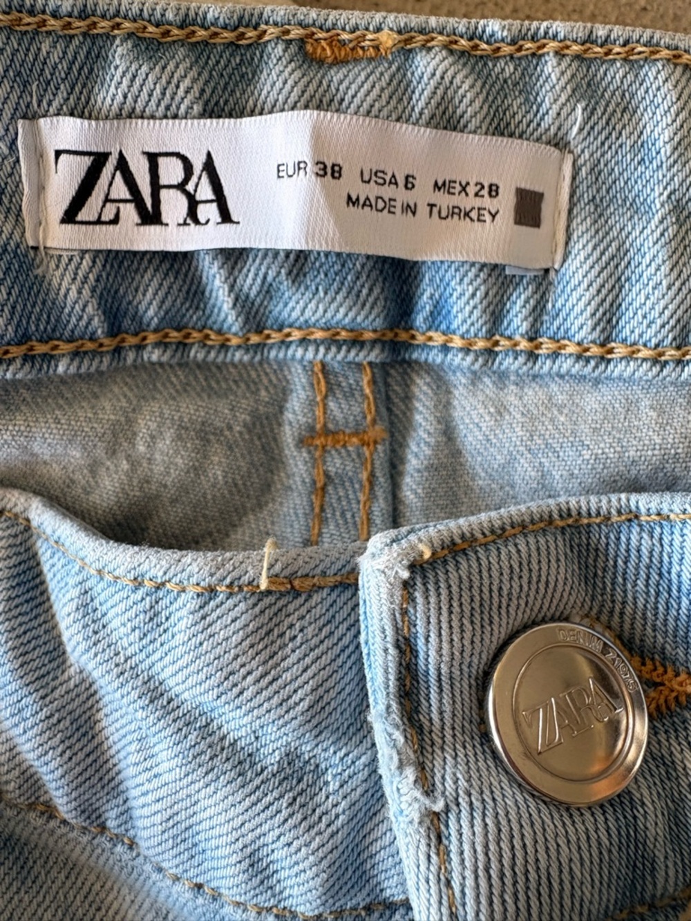 Zara Light Blue Distressed Flare Jeans - Picture 2 of 10